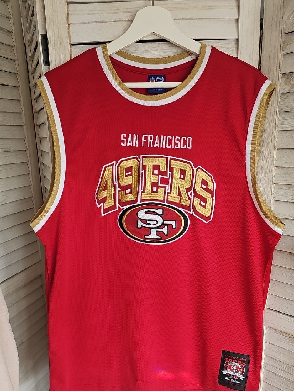 NFL San Francisco 49ers Red Tank Jersey with Gold and White Trim